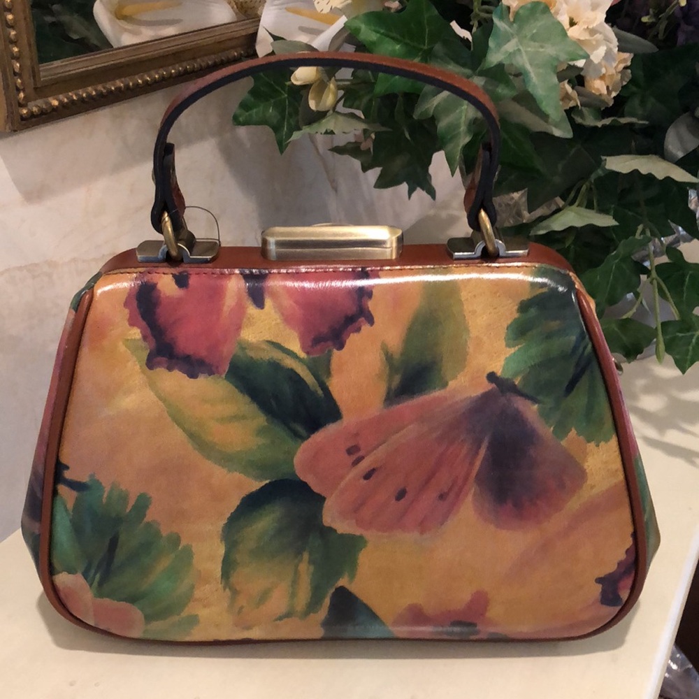 NWT Patricia Nash Watercolor Butterfly Gracci Leather Satchel Crossbody Bag